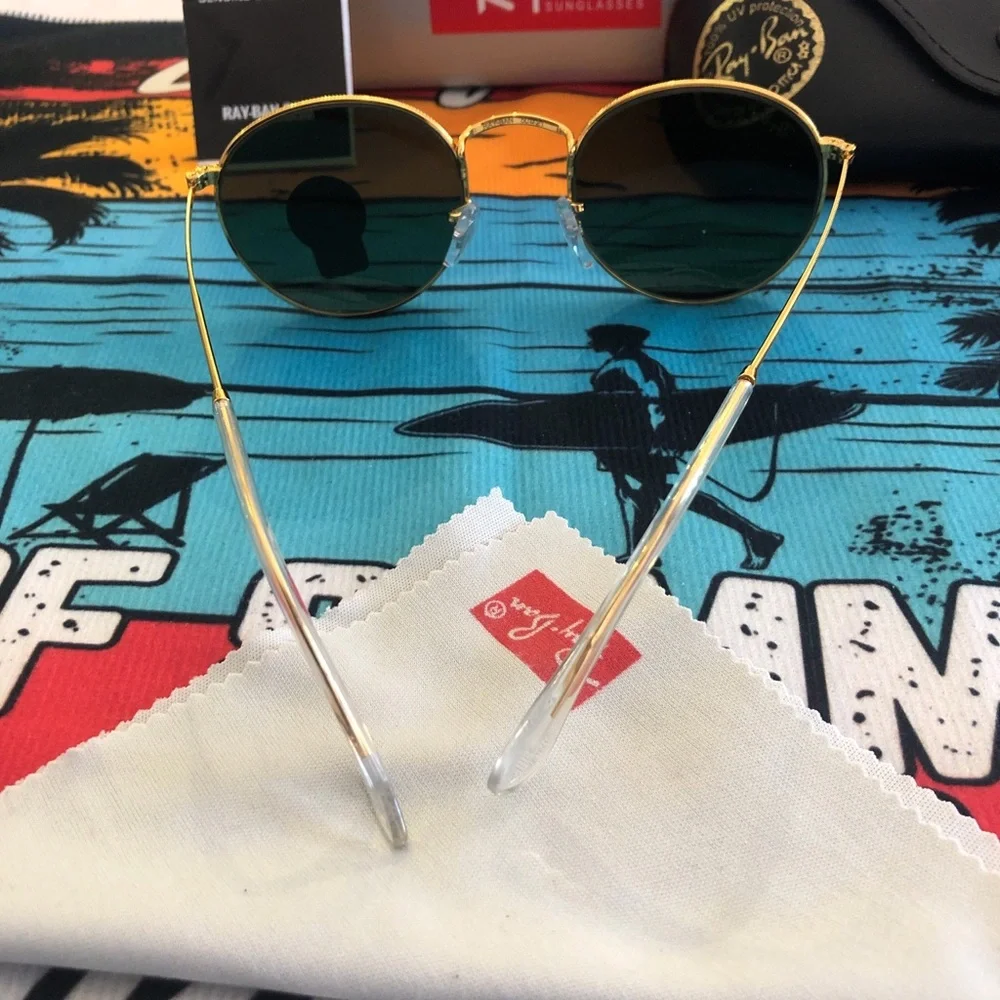 Ray-Ban Gold Frame Sunglasses with Green Lenses